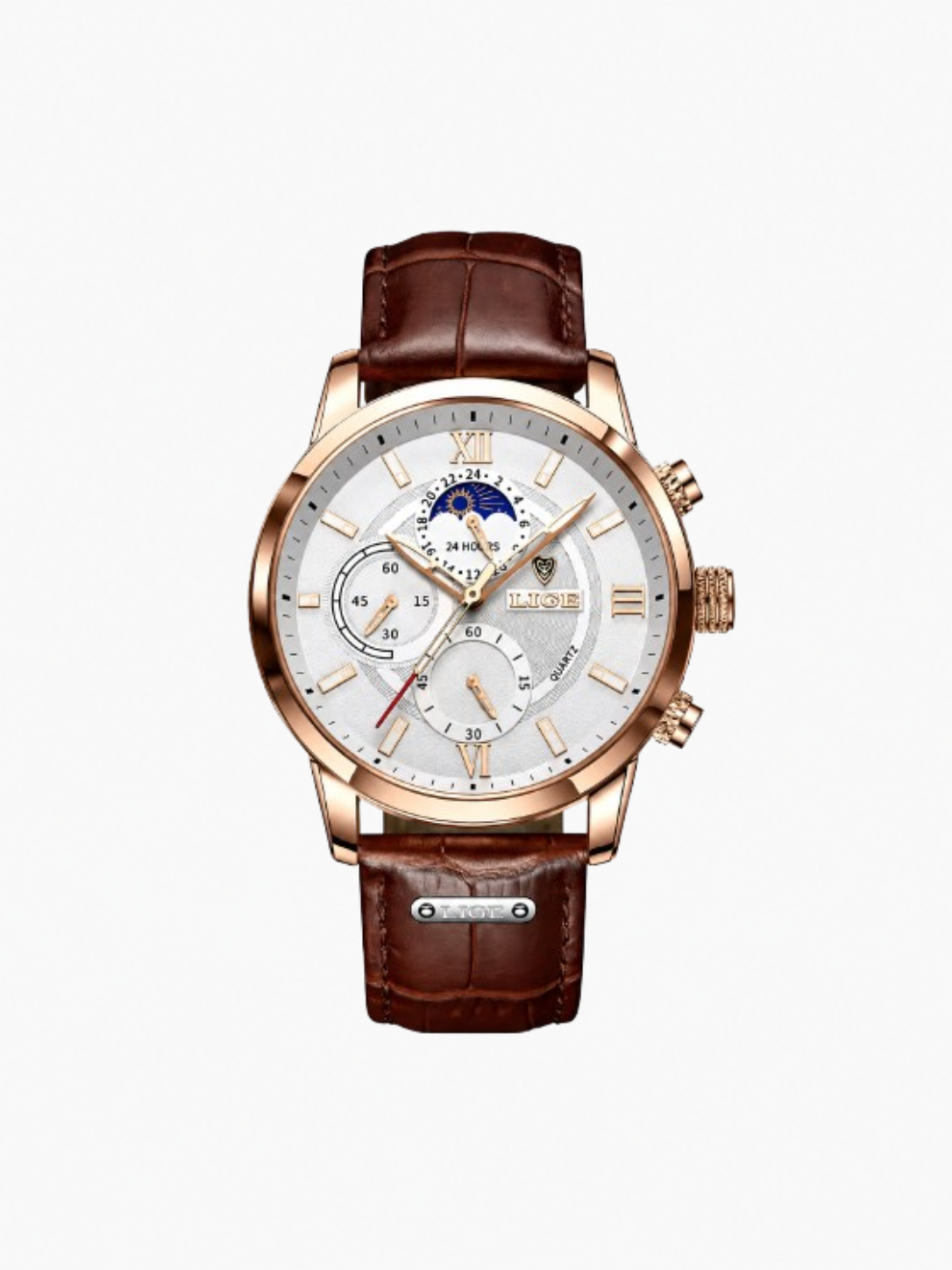 LIGE Classic Leather Strap Watch