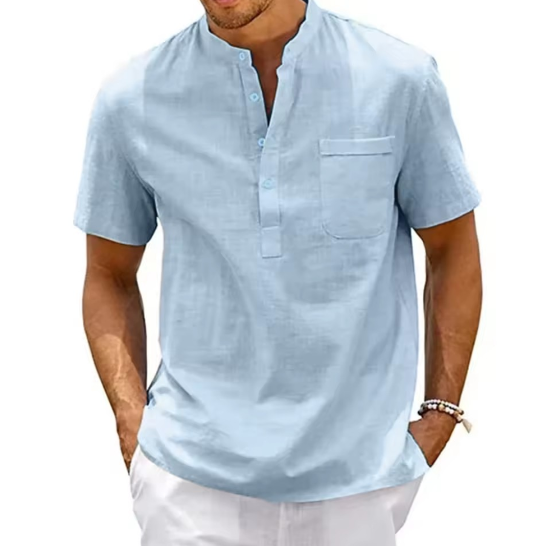 Coastal Linen Henley Shirt