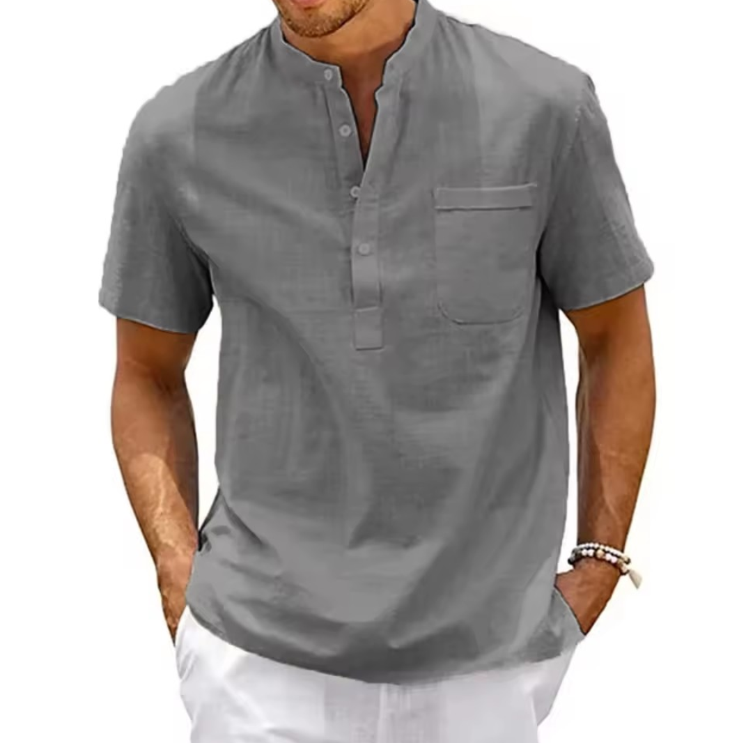 Coastal Linen Henley Shirt