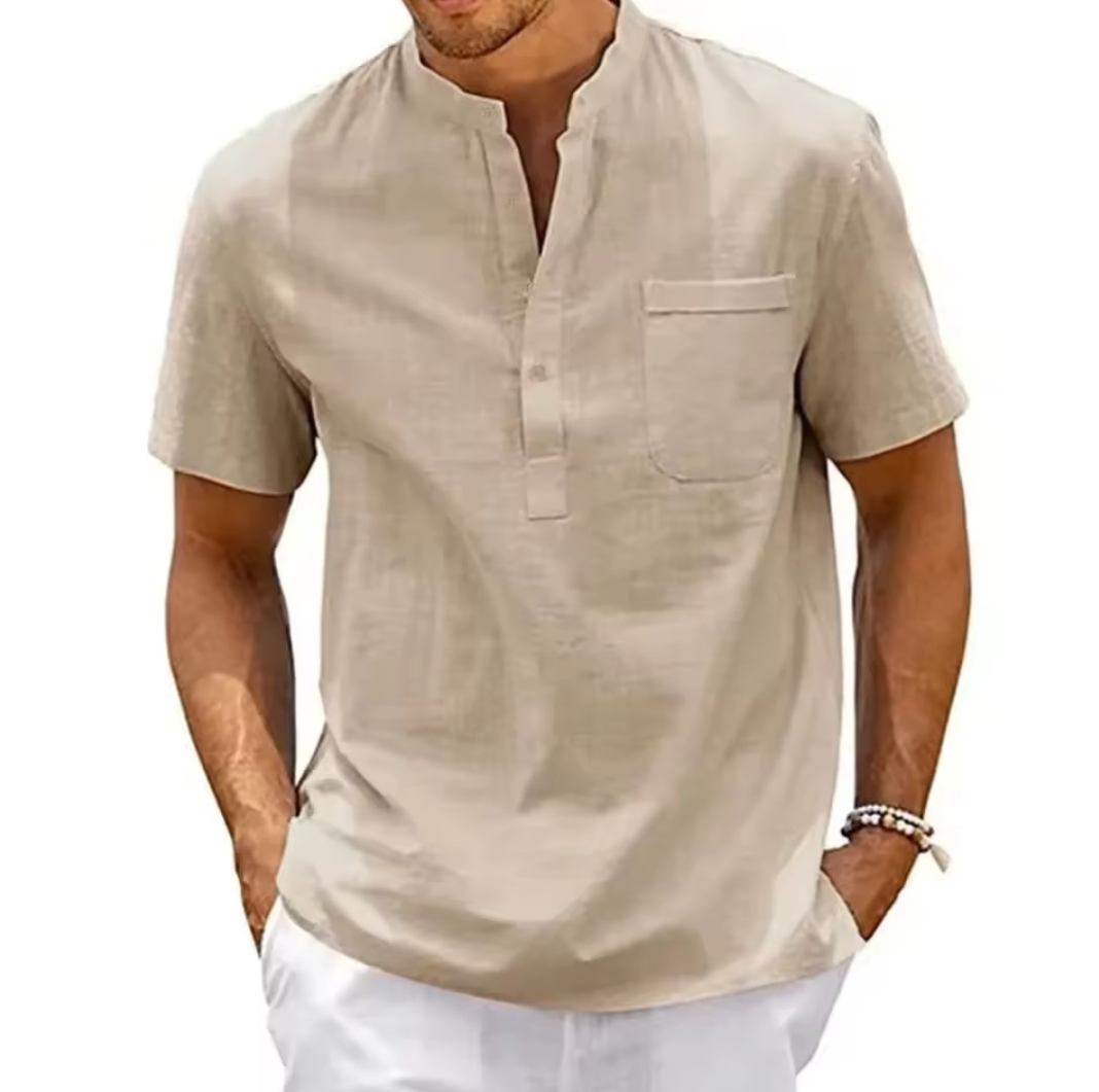 Coastal Linen Henley Shirt