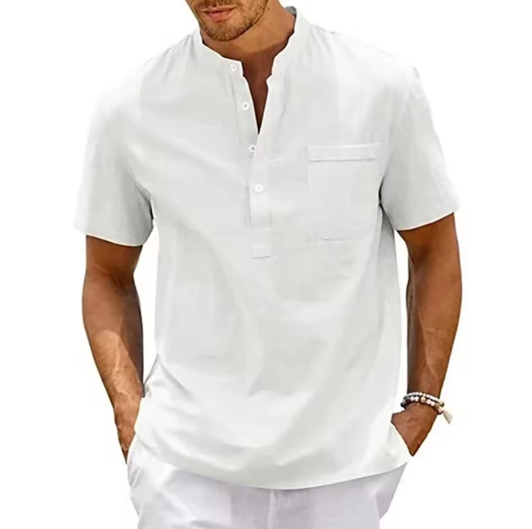 Coastal Linen Henley Shirt