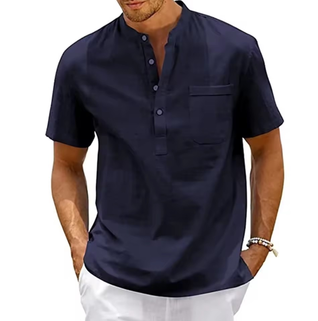 Coastal Linen Henley Shirt