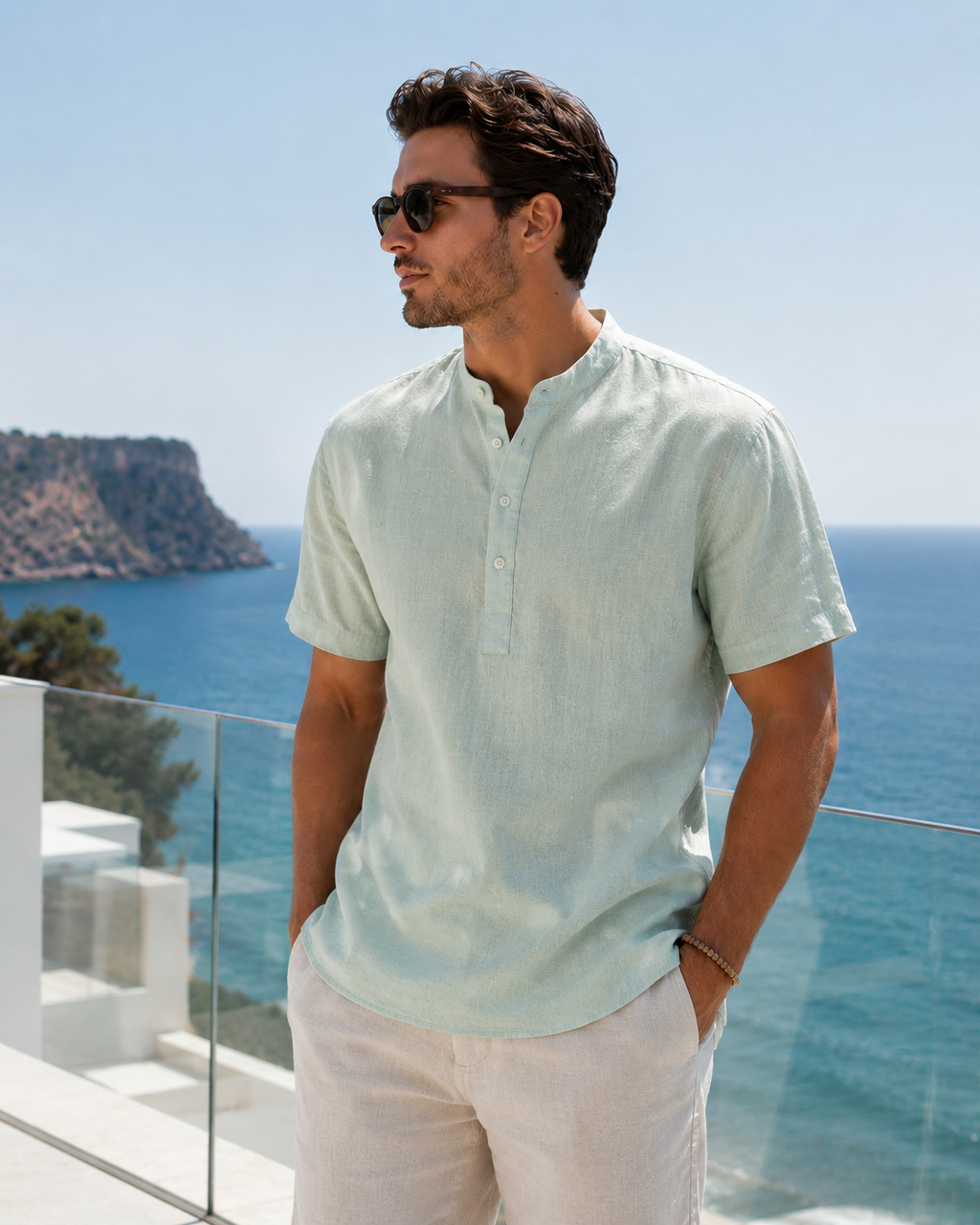 Coastal Linen Henley Shirt